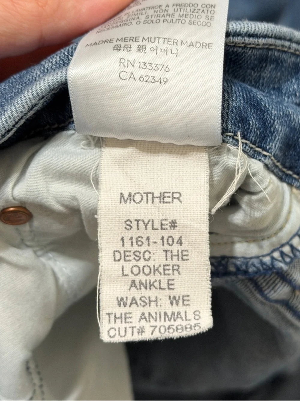 MOTHER The Looker Ankle Denim Size 30 Women’s We the Animals Wash